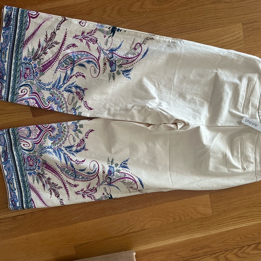 NWT Chico's Cream Textured Pants. US size 12, Chico’s size 2